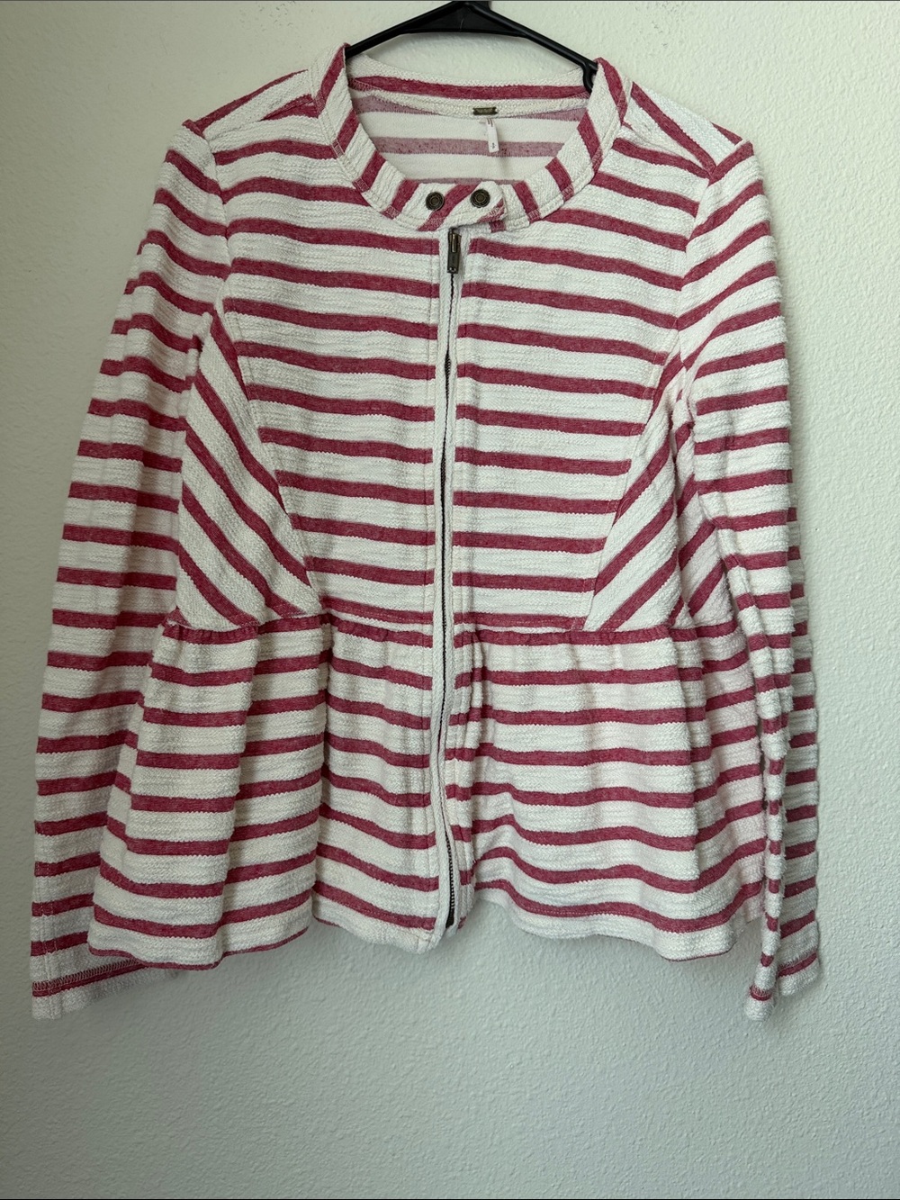 Free People Peplum Stripe Zip Jacket